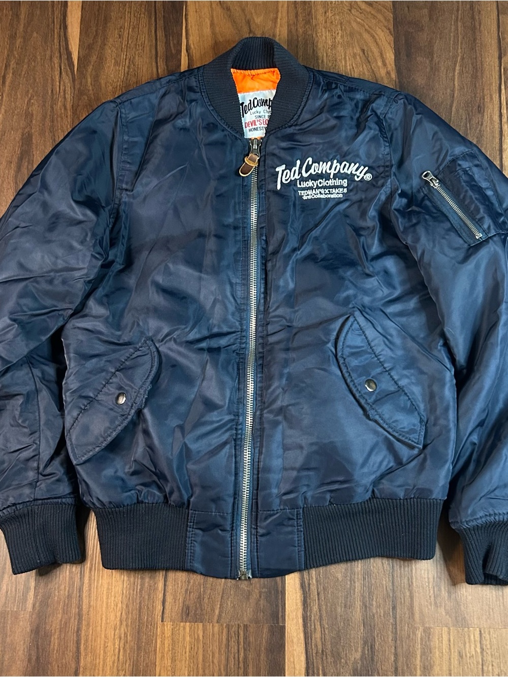 Vintage 90s Ted company MA-1 Bomber Jacket with Embroidered Logo.
